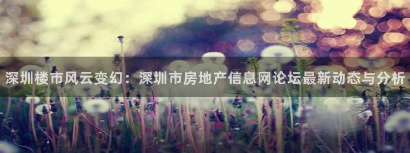 h88和记官网登录：深圳楼市风云变幻：深圳市房地产信息网论坛