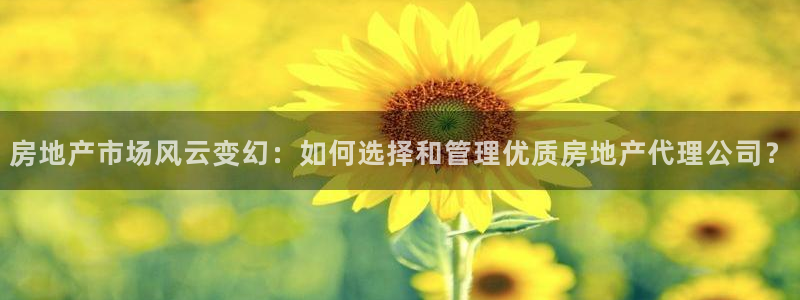 和记国际官网官网：房地产市场风云变幻：如何选择和管理优质房地