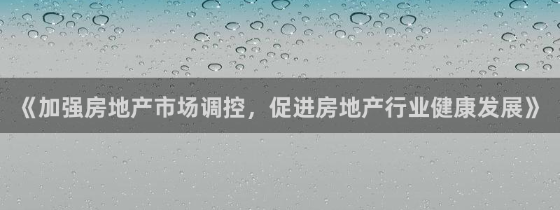 和记娱永久h88285官网：《加强房地产市场调控，促进房地产